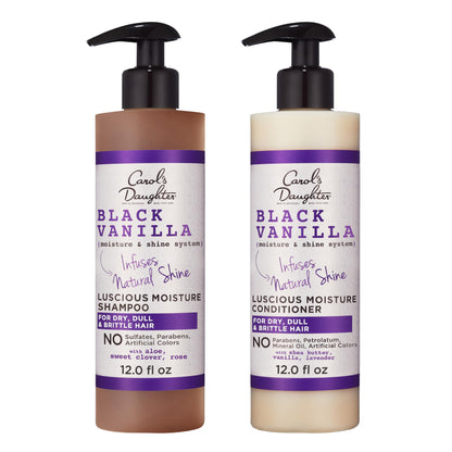 Carol's Daughter Black Vanilla Sulfate Free Shampoo and Conditioner Set for Curly, Wavy or Natural Hair, Moisturizing Hair Care for Dry, Damaged Hair, 1 Kit