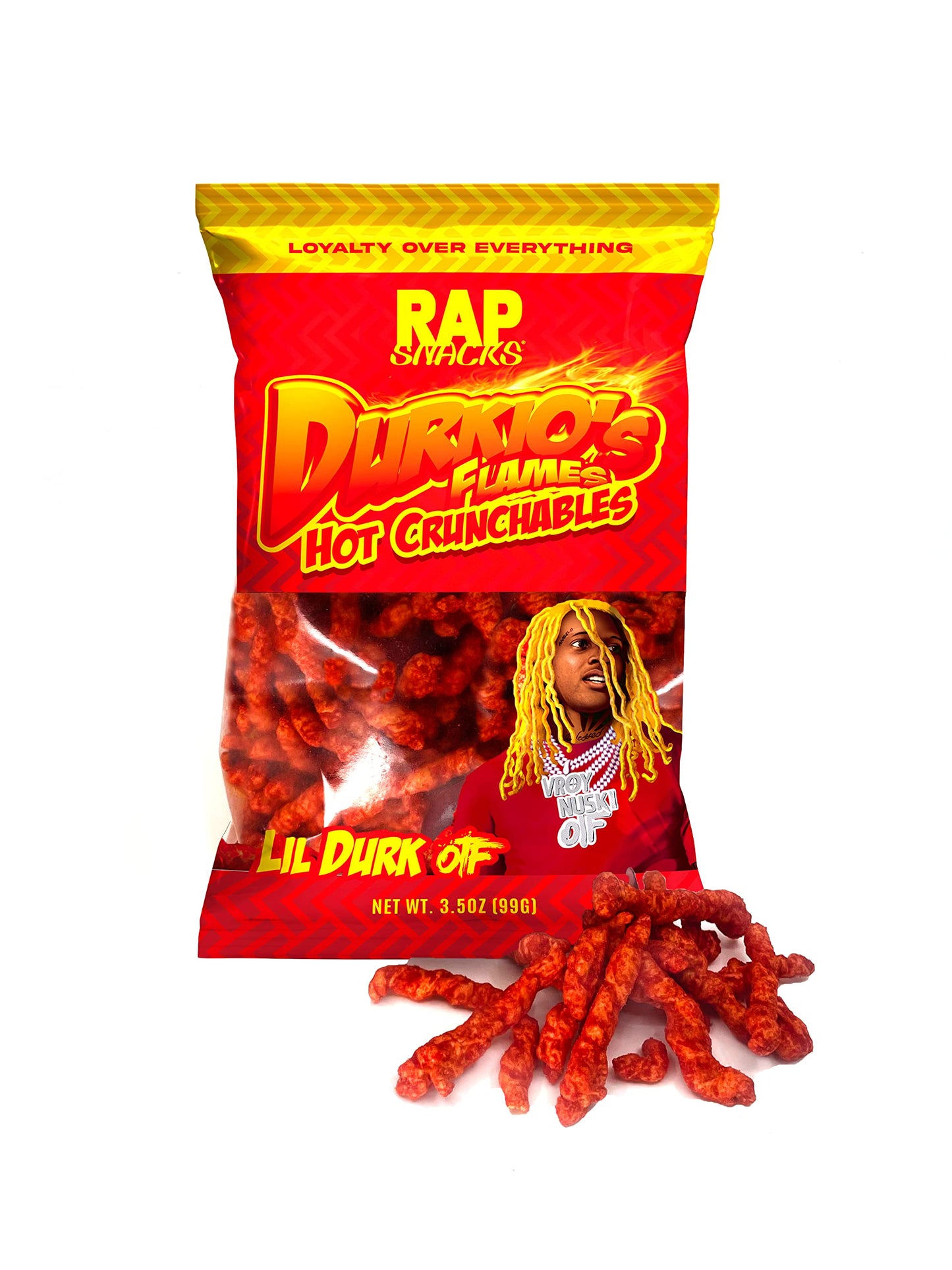 Rap Snacks Lil Durk Durkio's Flames Hot Crunchables 3.5 Oz Bags-Pack of 6 21 Ounce