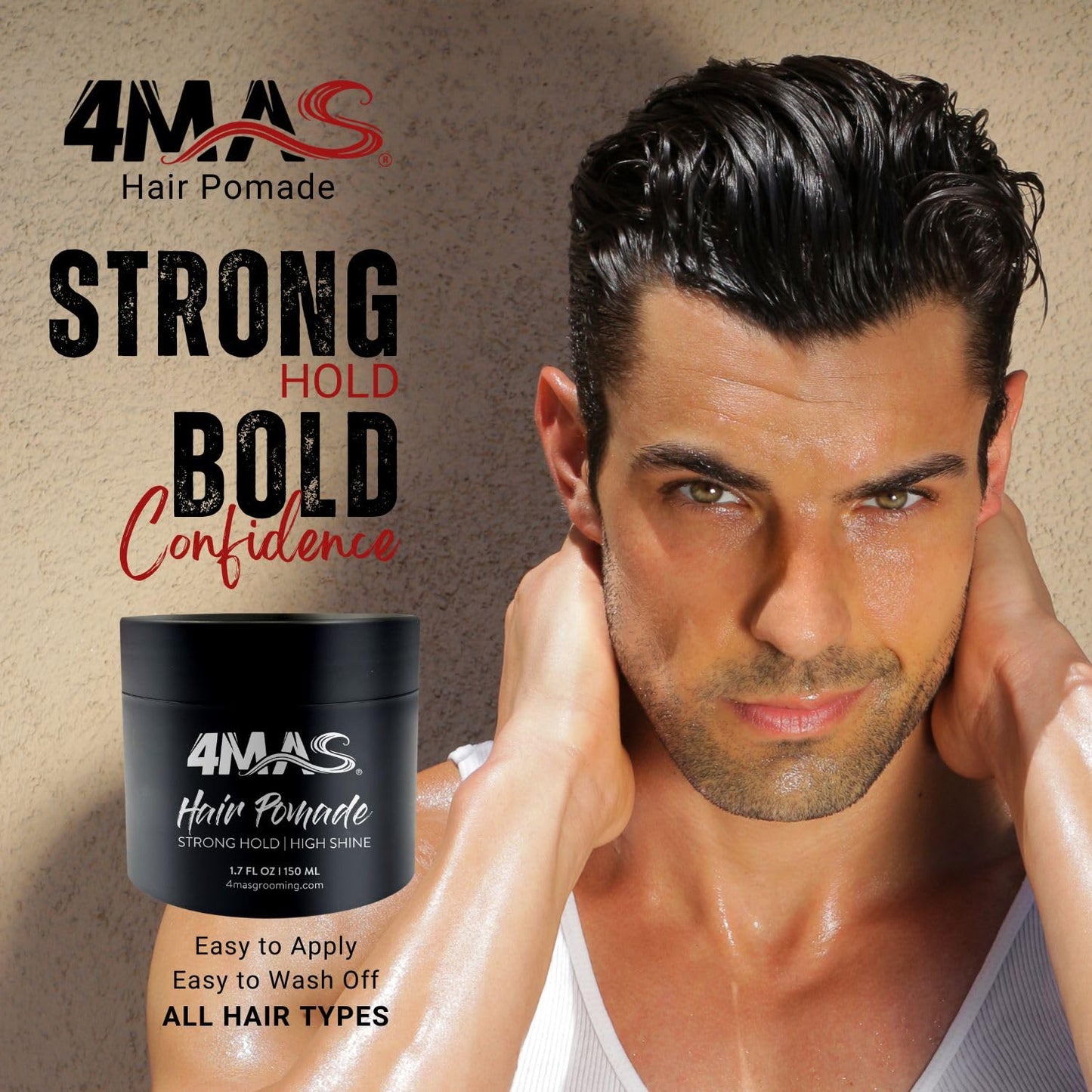 4MAS Hair Pomade Strong Hold for Men and Women, Long Lasting for all Hair Types