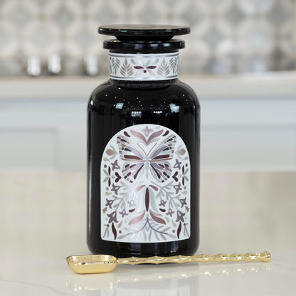 Artanis Home Custom Ultraviolet Glass Apothecary Jar, Smell-proof Airtight Glass Storage for Tea, Herbs, and Spices, with Lid and Spoon for Home Apothecary, 500 ml