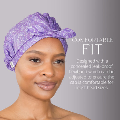 GRACE & COMPANY Luxury Shower Cap For Women - 100% Waterproof, Reusable, Washable & Breathable Shower Caps - Ophir