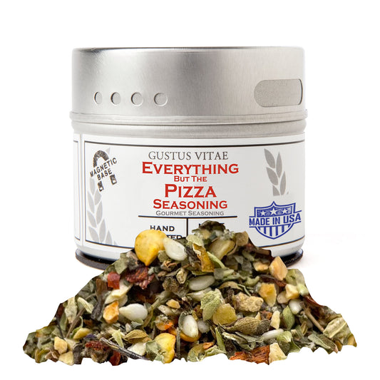 Everything But the Pizza Seasoning | Gourmet Spice Blend | Non GMO, All Natural | Handmade in Small Batches in USA | Artisanal Seasoning Mix | Magnetic Tin | GLP-1 Friendly | Sustainably Sourced Rub | Ultra Premium | Gustus Vitae | #846