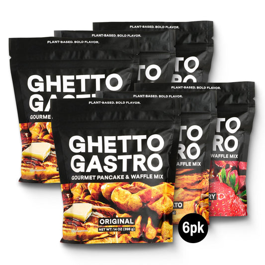 Ghetto Gastro Pancake & Waffle Mix Variety 6-Pack (2x Original, 2x Sweet Potato, 2x Sweet Strawberry) - Vegan & Non-GMO Ingredients - Kosher Certified