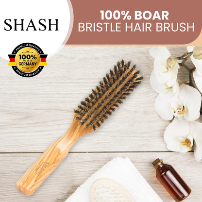 Since 1869 Hand Made in Germany - 100% Boar Bristle Hair Brush, Suitable For Thin To Normal Hair - Naturally Conditions Hair, Improves Texture, Exfoliates, Soothes and Stimulates the Scalp