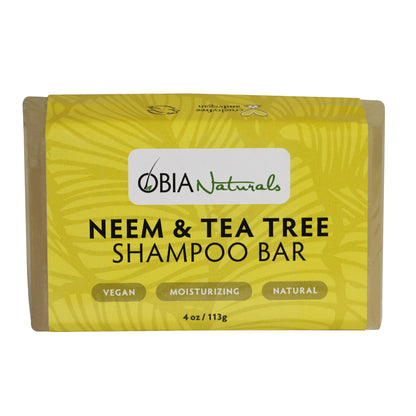 OBIA Naturals Neem Oil & Tea Tree Oil Solid Shampoo Bar for All Hair Types - Vegan, Sulfate Free, Silicone Free, Paraben Free, Phthalate Free, Eco-Friendly; Handmade in USA, 4 oz