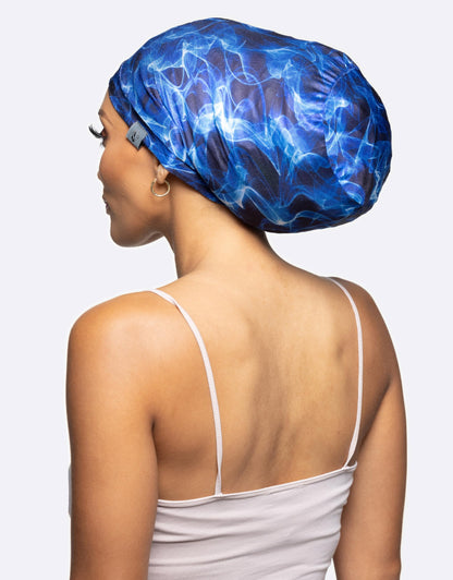 Fairy Black Mother Dreadlocks Satin Locs Bonnet Cap for Men and Women(Blulights, Large)