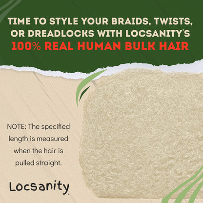 Locsanity Afro Kinky 100% Bulk Natural Human Hair - Braiding Hair for Dreadlocks, Loc Repair, Dreadlock Extensions, Twists, Braids - 8 Inches Long, 1 Oz - #613