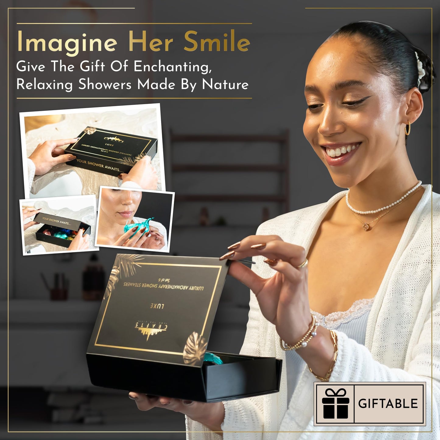 Crafts And The City Luxury Shower Steamers Aromatherapy 6 Pack Gift Set -Made in USA Essential Oil Shower Bath Bombs for Women- Best Womens Luxe Shower Fizzies Scents Vapor Pods Melts Soothers