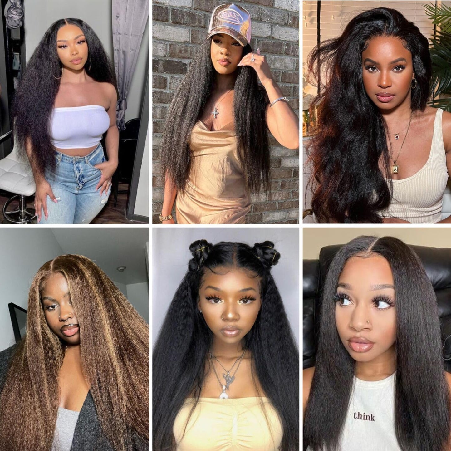 BLY Human Hair Lace Front Glueless Wigs for Women 13x6 Kinky Straight Pre Bleached Knots Yaki Human Hair Wig HD Transparent Lace Pre Plucked 180% Density Natural Black Color 18 Inch