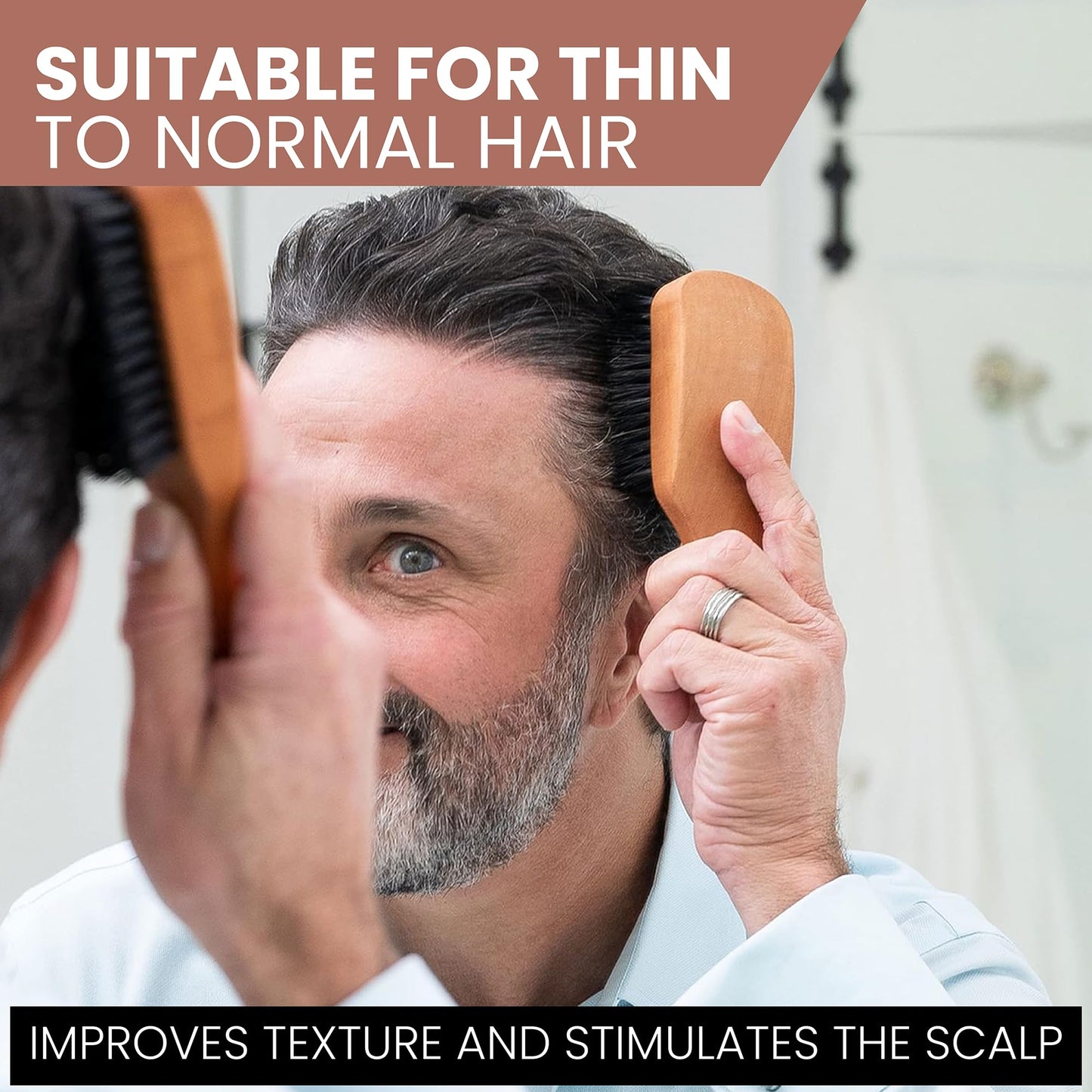 SHASH Since 1869: Handmade in Germany - The Go-To 100% Boar Bristle Hair Brush for Thin to Normal Hair | Naturally Conditions, Improves Texture, Exfoliates, and Stimulates the Scalp