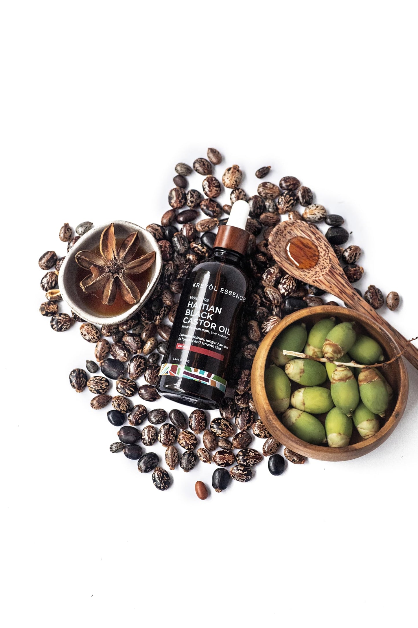 Kreyol Essence - Haitian Black Castor Oil for Skin and Hair, Glass Bottle - Fuller-Looking Hair, Pure, Hexane Free, Cold Pressed, Natural Humectant