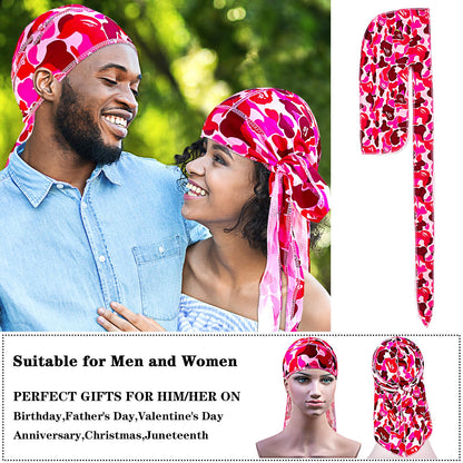 Durag for Men Fashion Do Rag with Long Tail Durag Breathable Bandana Hat Dreadlocks Holder Hoodie Durage Wave Cap Pink Camouflage