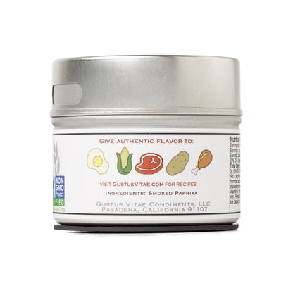 Smoked Spanish Paprika - Non GMO - Packed In Magnetic Tins - Sustainable Spice - Grown in USA - All Natural - Not Irradiated - Hand Crafted, Small Batch Seasoning- GLP-1 Friendly, All Natural - Gustus Vitae