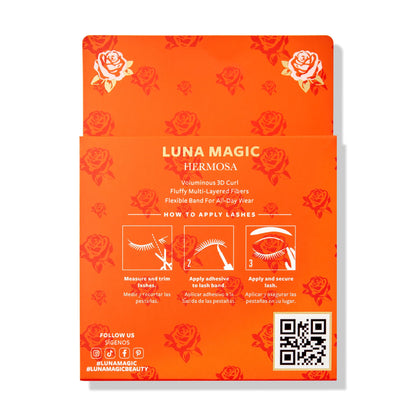 LUNA MAGIC Hermosa Faux Mink Lashes, Multipack, Voluminous 3-D Curl, Reusable, Wispy & Natural, Cruelty Free, 13MM, 4 Pairs