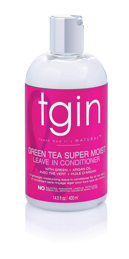 tgin Green Tea Super Moist Leave in Conditioner For Natural Hair, Argan oil, White, Green Tea, Shea butter, 13 Fl Oz