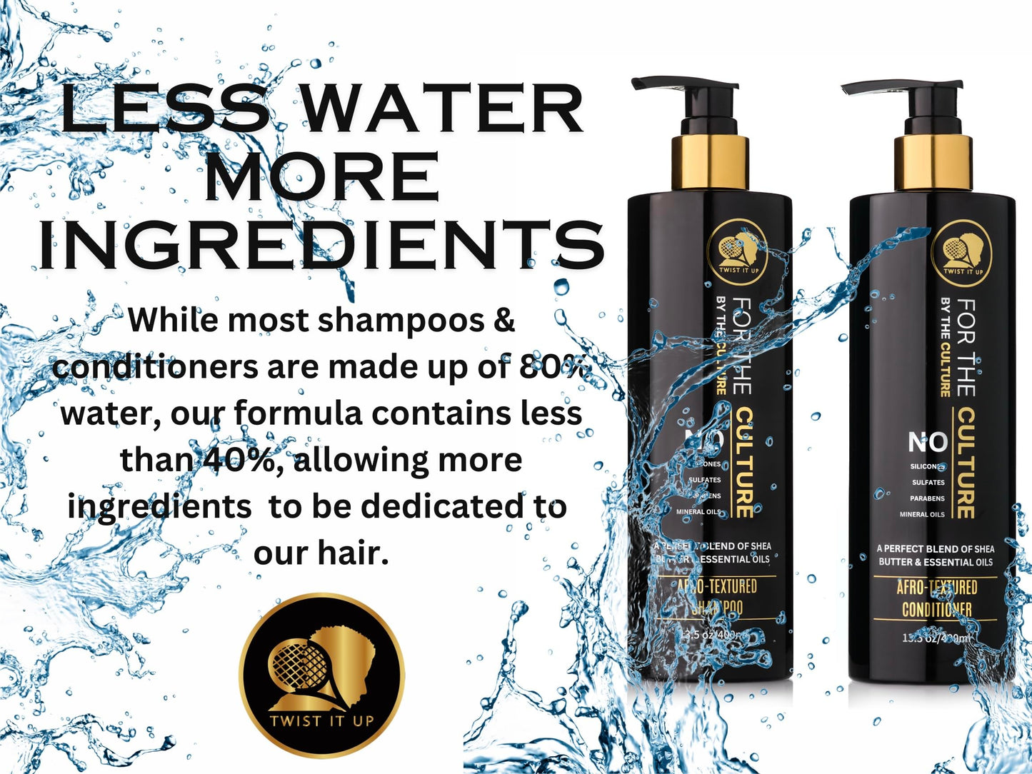 Twist It Up New Gold Standard Shampoo & Conditioner Set, Over 20 Natural Ingredients, Sulfate & Paraben-Free, Silicone-Free, Moisturizing, Hydrating, for Afro-Textured Hair