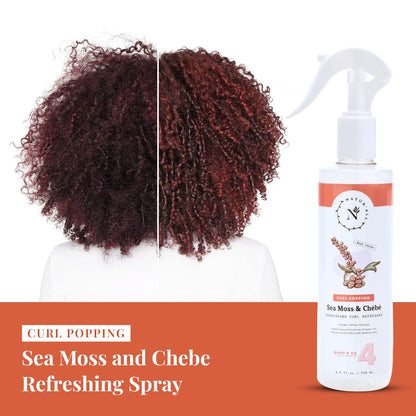 NaturAll Sea Moss & Chebe 8.5 Oz Curl Refresher Spray for Curly Hair, Coils and Waves – All Natural Sulfate Free, Silicone Free, Hydrating & Nourishing Hair Mist for Women & Men