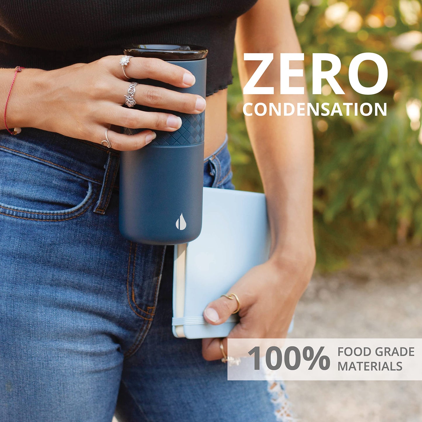 Elemental Artisan Insulated Tumbler, Triple Wall Coffee Travel Mug, Reusable Stainless Steel Coffee Tumbler with Ceramic Lid, Thermal Coffee Cups for Hot (6 Hrs) & Cold (18 Hrs), 16oz - Navy Blue