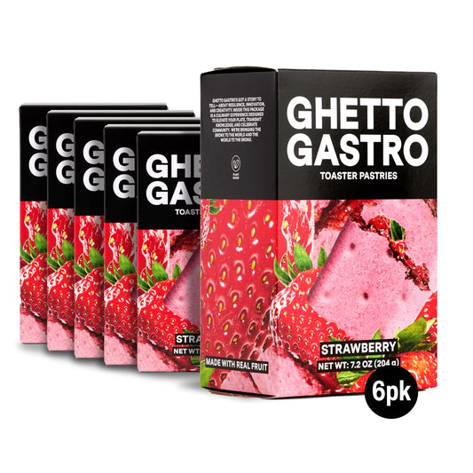 Ghetto Gastro Strawberry Toaster Pastries (6-Pack, 24-Bars) - Plant-Based, Vegan & Non-GMO Ingredients, Kosher Certified - Perfect for Breakfast or Snack