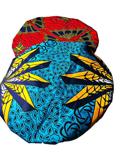 2Chique Boutique Women's African Ankara Print Satin Bonnet Multi Color Patterns (Blue/Multi, Regular)