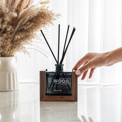 Scent Décor Luxury Reed Diffuser for Home Set with Scented Sticks and Essential Oil Refill in Glass Bottle, Decorative Wooden Frame – Warmth Fragrance for Bedroom Bathroom Office (5.6oz)