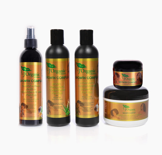 J'Organic Solutions Kids Curl Care Kit - Leave-In Conditioner, Hair Moisturizer, Scalp Stimulator, Shampoo & Conditioner for Kinky, Coily, Wavy Hair Types