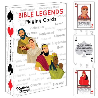 Kulture Games Playing Cards: Bible Legends - Diverse Bible Characters, Stories & Encouraging Bible Verses - Trivia Card Game - Christian Cards for Family Game Night - Christian Gifts