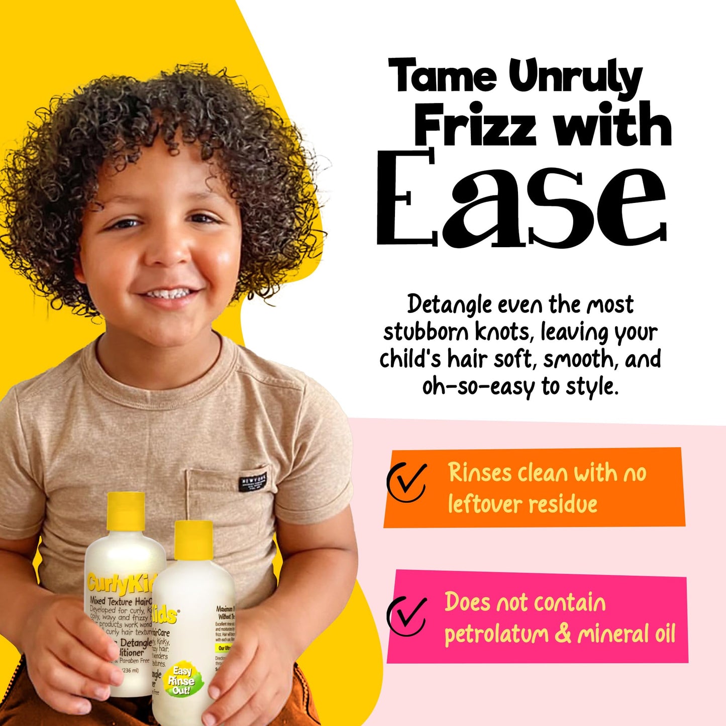 CurlyKids Super Hair Detangler Conditioner | Kids Hair Conditioner for Curly, Kinky & Wavy Hair | Sulfate & Paraben-Free Hair Care Formula - 8oz