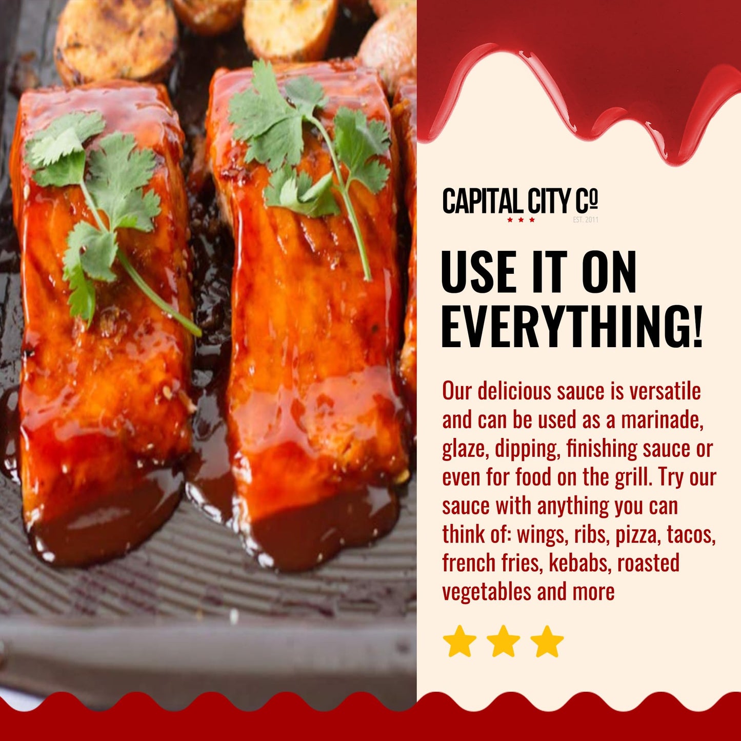 Capital City Mambo Sauce Mild, Washington DC Wing Sauces, Perfect Condiment for Wings Chicken Pork Beef Seafood Burgers Rice or Noodles, 128oz (1 Gallon)