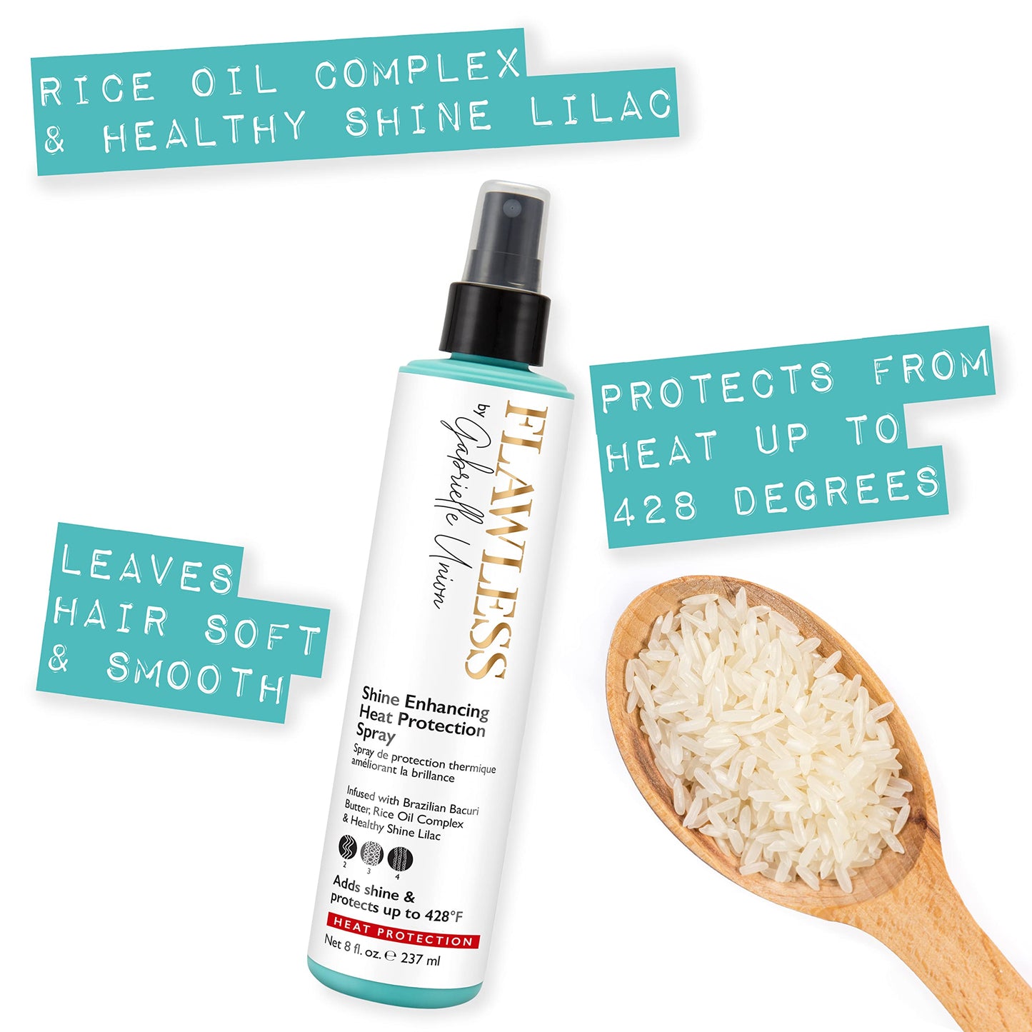 Flawless by Gabrielle Union - Shine Enhancing Heat Protection Hair Spray, 8 OZ