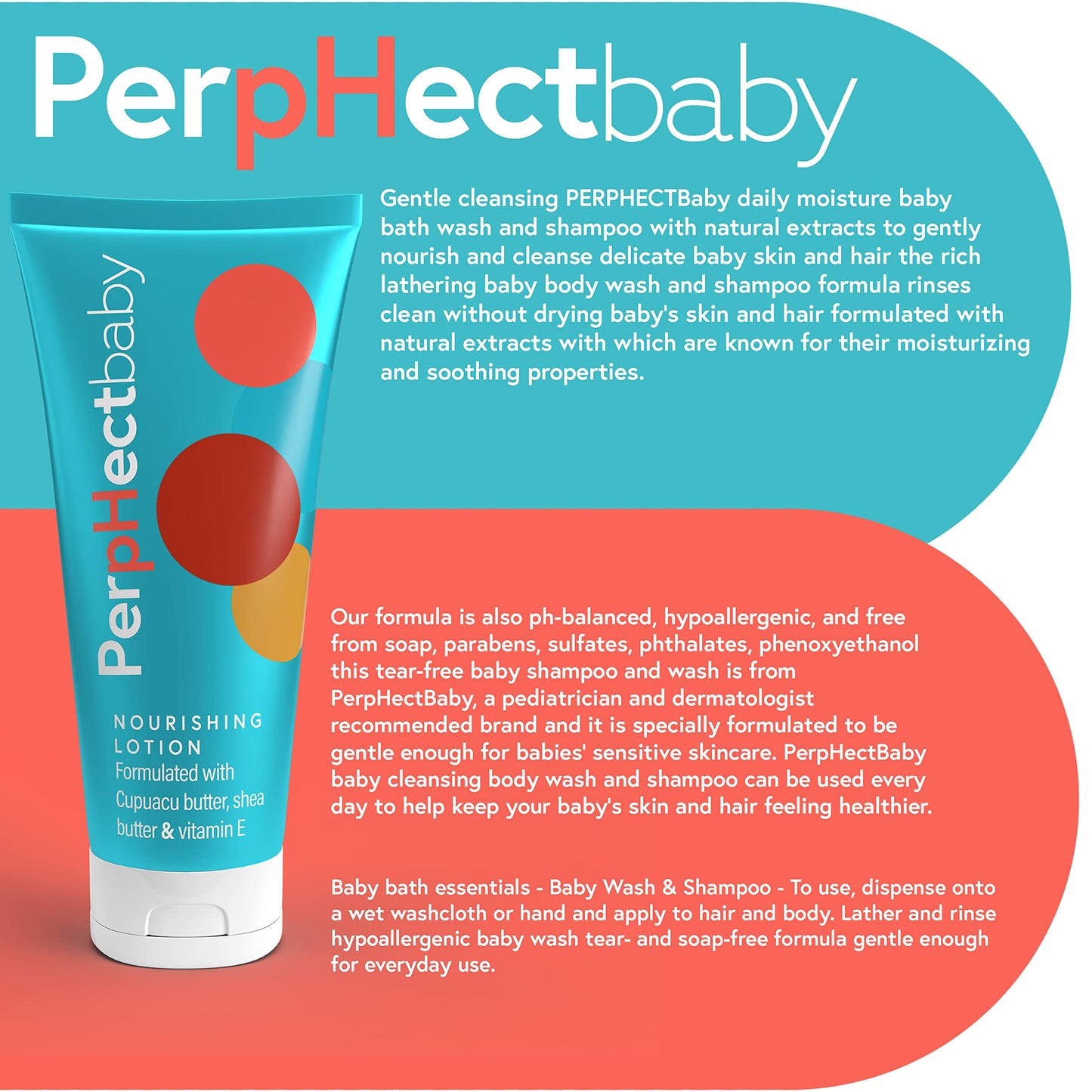 PerpHectBaby Nourishing, Moisturizing, Calming, Baby Dry Skin Lotion for Chapped & Cracked Skin Formulated with Cupuacu Butter, Shea Butter and Vitamin E. 8 oz.
