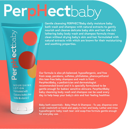 PerpHectBaby Nourishing, Moisturizing, Calming, Baby Dry Skin Lotion for Chapped & Cracked Skin Formulated with Cupuacu Butter, Shea Butter and Vitamin E. 8 oz.