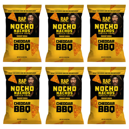 Rap Snacks Snoop Dogg Cheddar BBQ Nocho Nachos Tortilla Chips 2.5 Oz Bags - Pack of 6