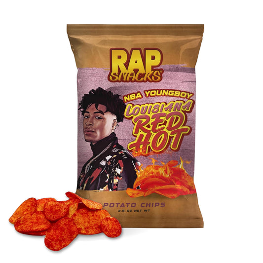 Rap Snacks YoungBoy Never Broke Again Louisiana Red Hot Potato Chips 2.5 Oz Bags - Pack of 6