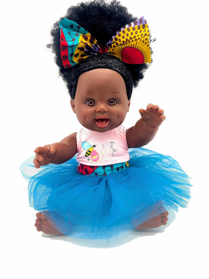 Orijin Bees Dream Puff Bee - 12 inch African American Doll, Afro Doll, Ethnic Doll, Latino Doll, Biracial Doll, Curly Hair Doll, Baby Doll, Birthday Gift