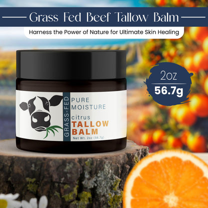 Grass Fed Beef Tallow for Skin - Tallow Face Moisturizer - Beef Tallow Balm for Face - Head to Toe Tallow Skin Care - Grass Fed Beef Tallow Moisturizer - Organic Beef Tallow for Face (Citrus)