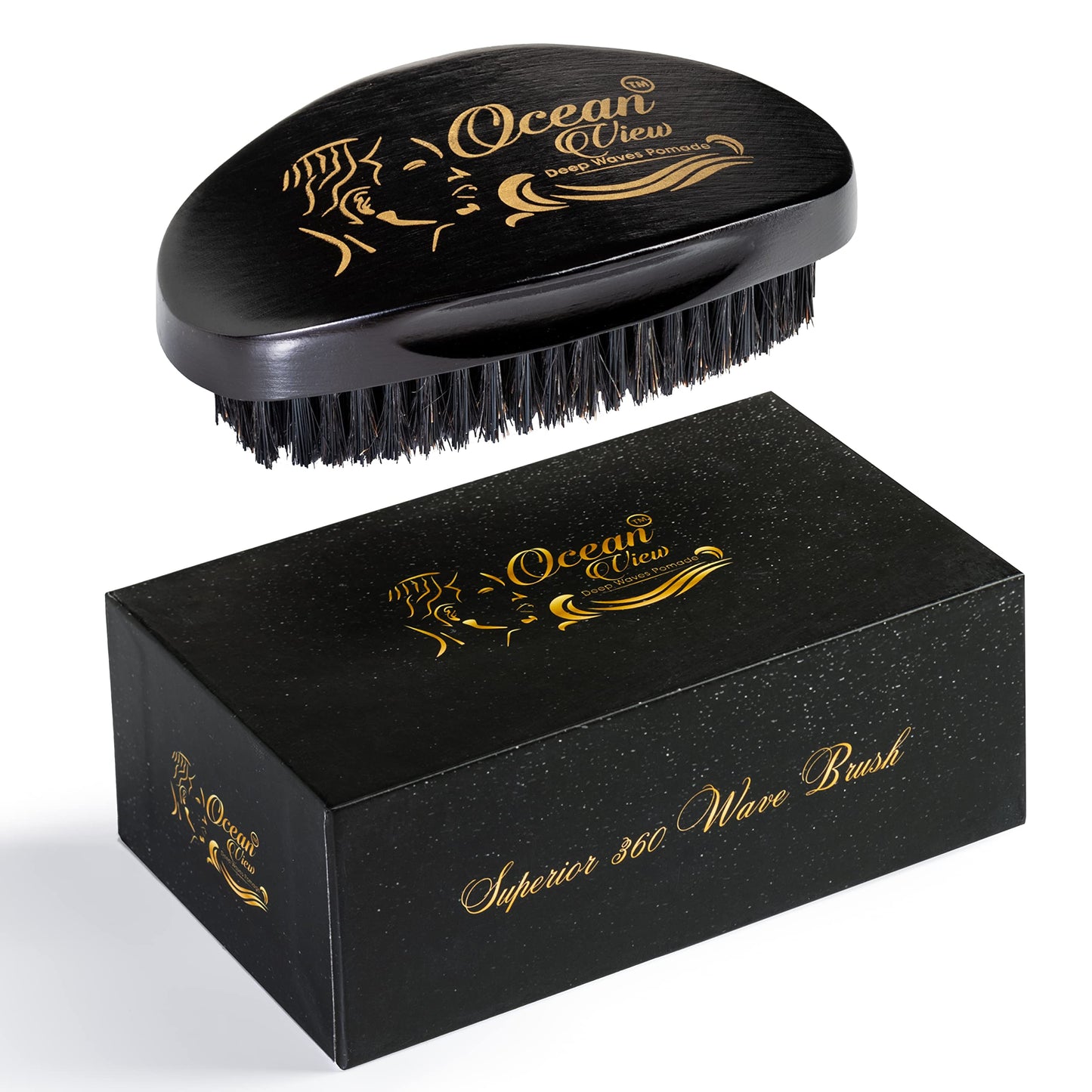 OCEAN VIEW DEEP WAVES POMADE Medium Bristle Wave Brush + 360 Wave Grease