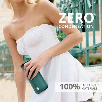 Elemental Artisan Insulated Tumbler, Triple Wall Coffee Travel Mug, Reusable Stainless Steel Coffee Tumbler with Ceramic Lid, Thermal Coffee Cups for Hot (6 Hrs) & Cold (18 Hrs), 16oz - Forest Green