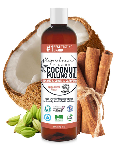 Kapuluan Coconut Oil Pulling for Teeth and Gums Mouthwash, 100% Pure and Natural, Non-GMO, Ayurvedic – Refreshing Spiced Chai Essential Oils