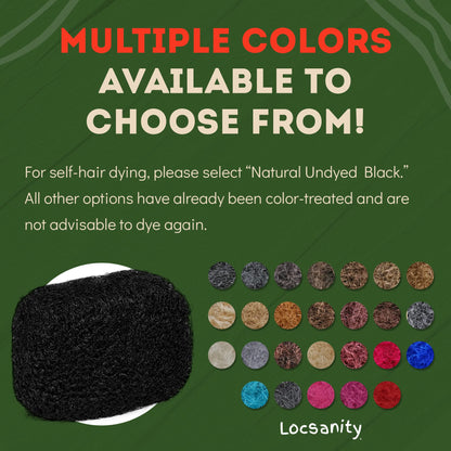 Locsanity Afro Kinky 100% Bulk Natural Human Hair - Braiding Hair for Dreadlocks, Loc Repair, Dreadlock Extensions, Twists, Braids - 8 Inches Long, 1 Oz #1B