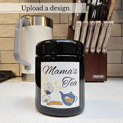 Artanis Home Customized Black Ultraviolet Glass Jar | Airtight Smell Proof Container | Personalized Gift for Tea Drinkers and Herb Storage, 250 ml 8 oz