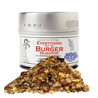 Everything But The Burger Seasoning | Gourmet Spice Blend | Non GMO, All Natural | Handmade in Small Batches in USA | Artisanal Seasoning Mix | Magnetic Tin | GLP-1 Friendly | Sustainably Sourced Rub | Ultra Premium | Gustus Vitae | #842