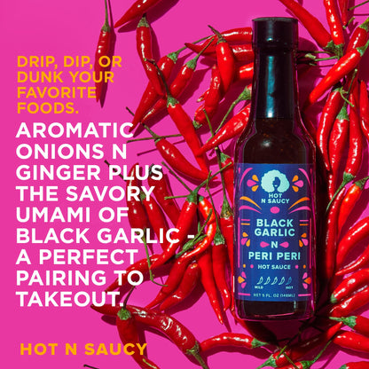 Hot N Saucy | Black Garlic N Peri Peri Hot Sauce, 5 fl oz