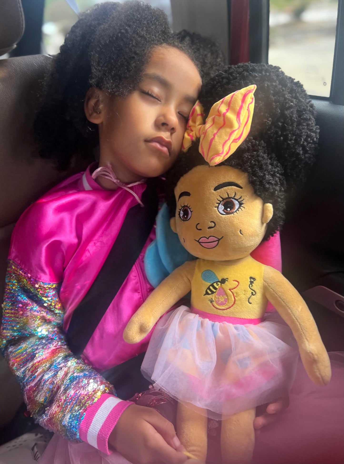 Orijin Bees Cuddle Bees Plush Dolls - Luna, 24 inches, Soft, Durable, Ages 2+, Black Doll, Biracial Doll, First Doll, Cartoon Doll, for Girl Toddler prechool, Large Plush Doll