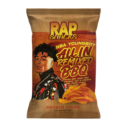 Rap Snacks YoungBoy Never Broke Again All In Remixed BBQ Potato Chips 2.5 Oz Bags - Pack of 6