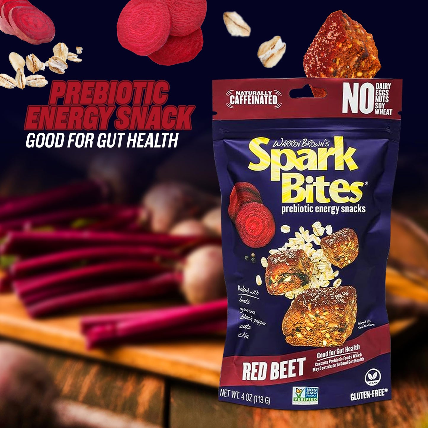 SPARK BITES - Red Beet (Pack of 6) Allergen Free Vegan Healthy Energy Snack - A Steady Release of Wholesome Energy with NONE OF THE TOP 9 ALLERGENS - Vegan, Non-GMO, Gluten-Free