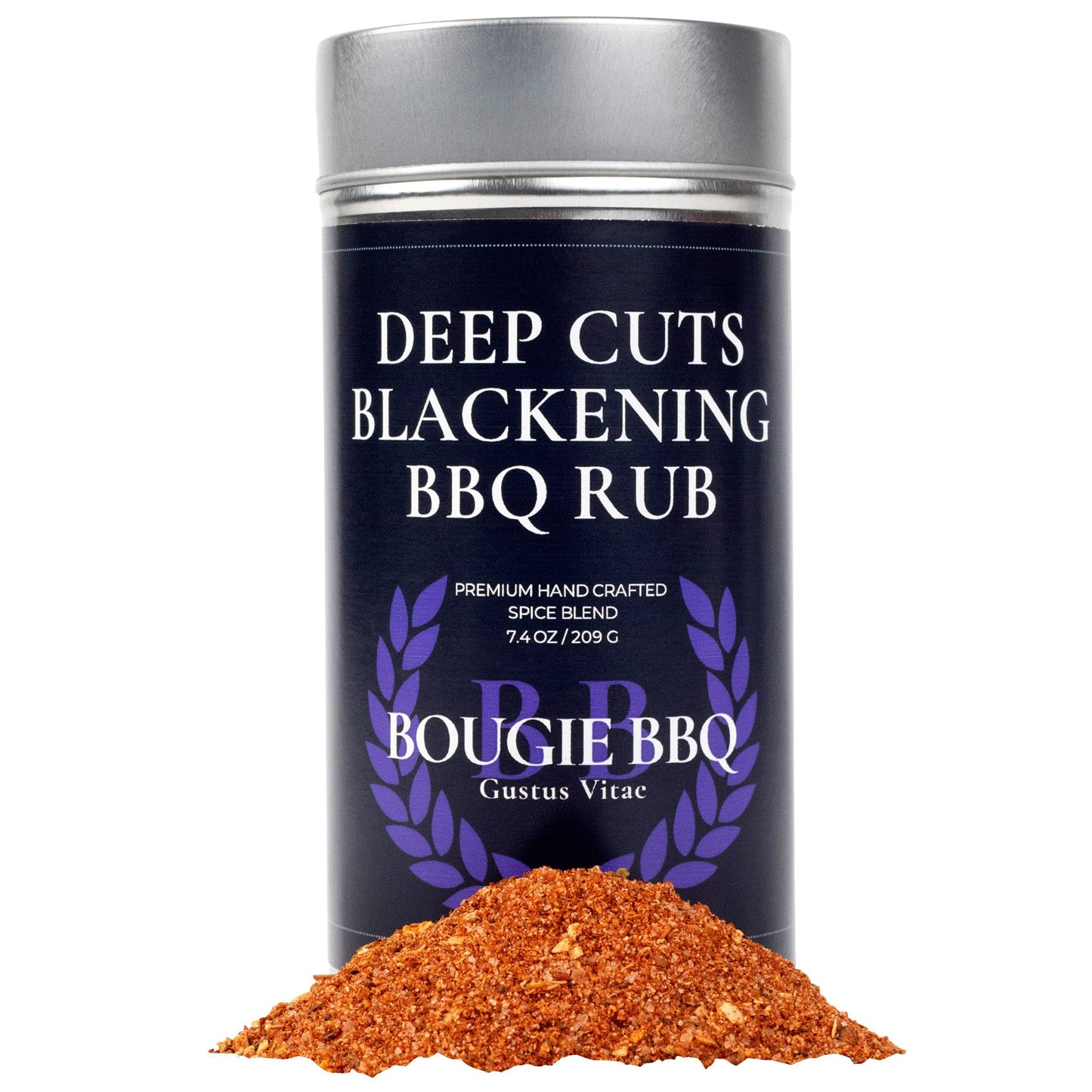 Deep Cuts Blackening BBQ Rub & Seasoning | Gourmet Seasoning | Artisanal Spice Blend | 7.4 oz (209g) | All Natural | Non GMO | Small Batch | No MSG or Artificial Ingredients | Bougie BBQ | Gustus Vitae | #807