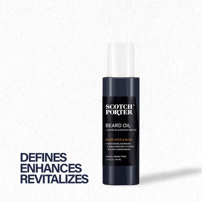 Scotch Porter Smoothing Beard Oil – Nourishing Oil Seals in Moisture & Smooths Flyaways for a Frizz-Free, Fuller/Healthier-Looking Beard with All-Day Shine – Original Scent, 1.7 oz. Bottle