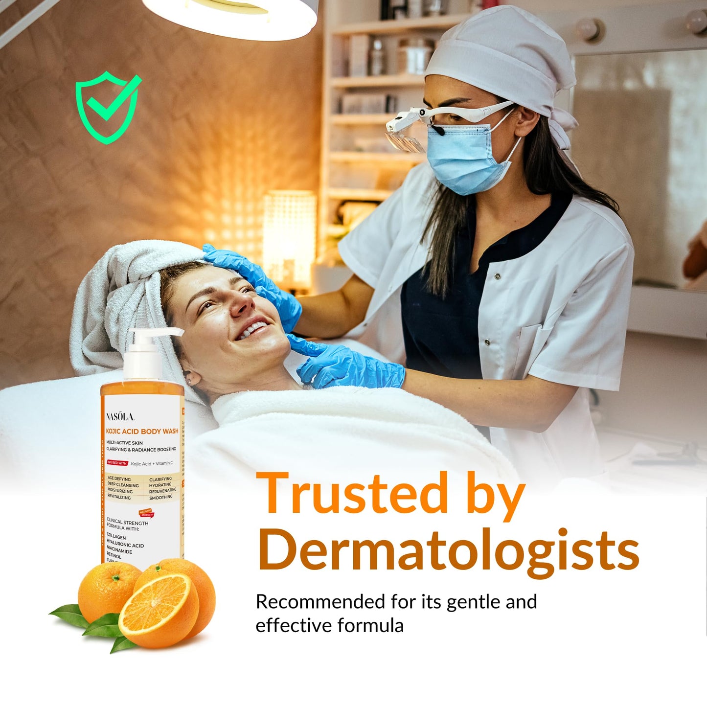 Nasola Kojic Acid Soap Body Wash + Turmeric Vitamin C Organic Natural Moisturizing Exfoliating Unscented Korean Cleansing Shower Gel for Women Men - 11.83 Fl Oz