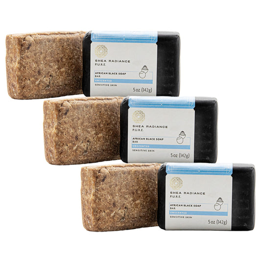 Shea Radiance African Black Soap Bar 3 Pack | Unscented
